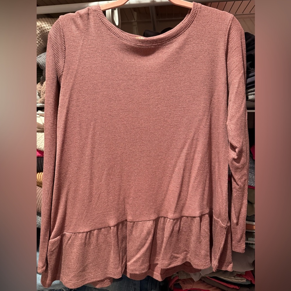 June & Delancey Ruffle Trim Shirt NWT